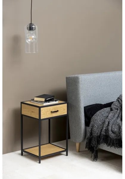 SARON éjjeliszekrény tölgy/fekete