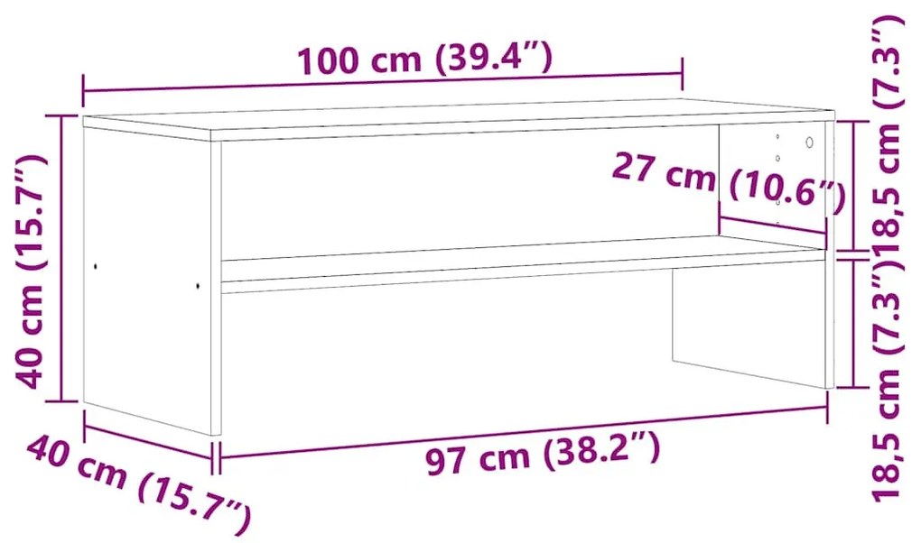 antik hatású szerelt fa TV-szekrény 100 x 40 x 40 cm