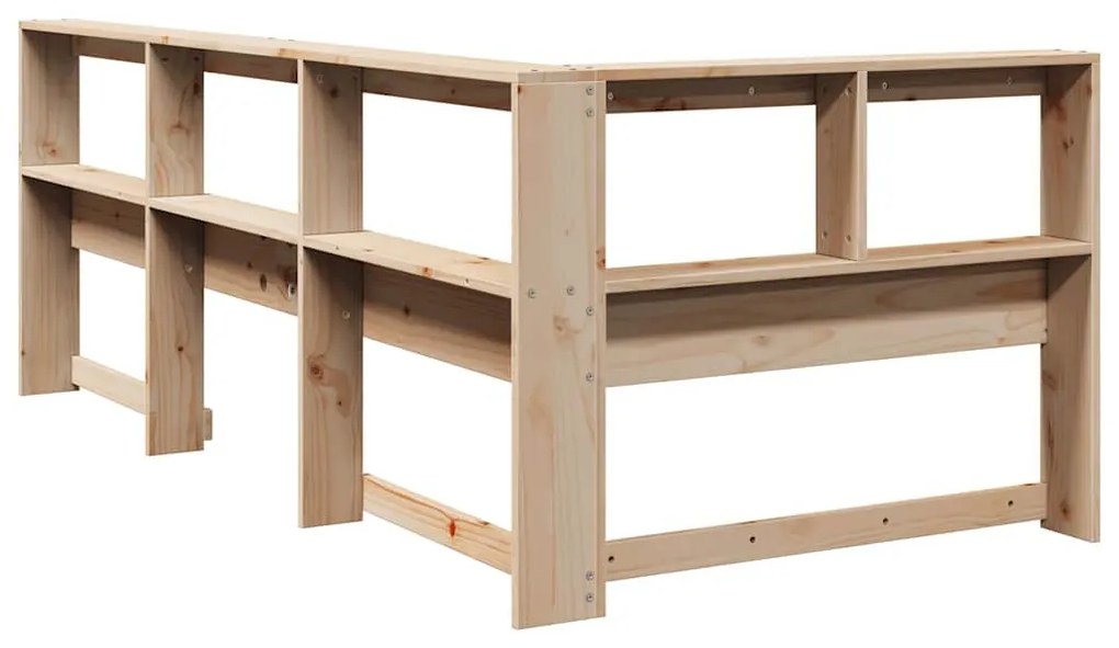 Könyvespolc fejtámla L-alakú 90 cm tömörfa fenyőfa