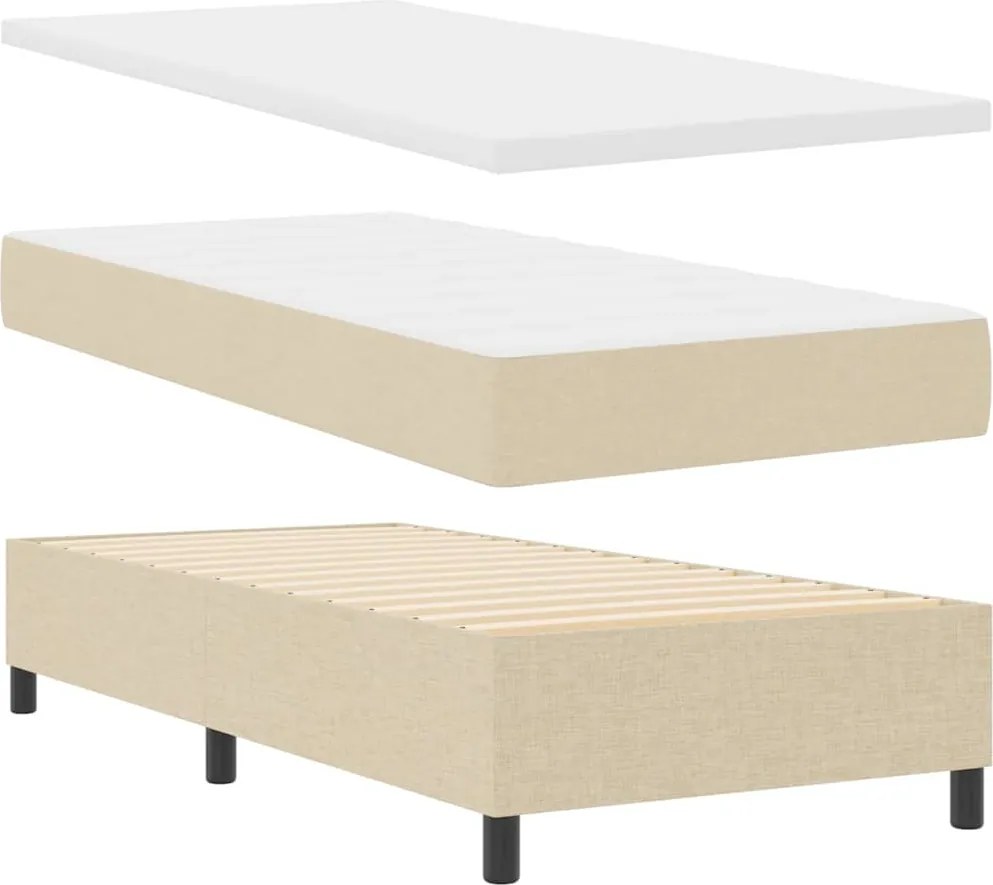 vidaXL LED Box Spring Ágy matracmal Krém 100 x 200 cm szövet