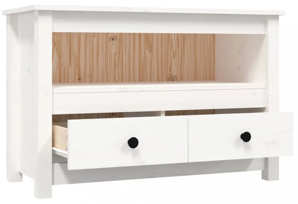 fehér tömör fenyőfa TV-szekrény 79 x 35 x 52 cm