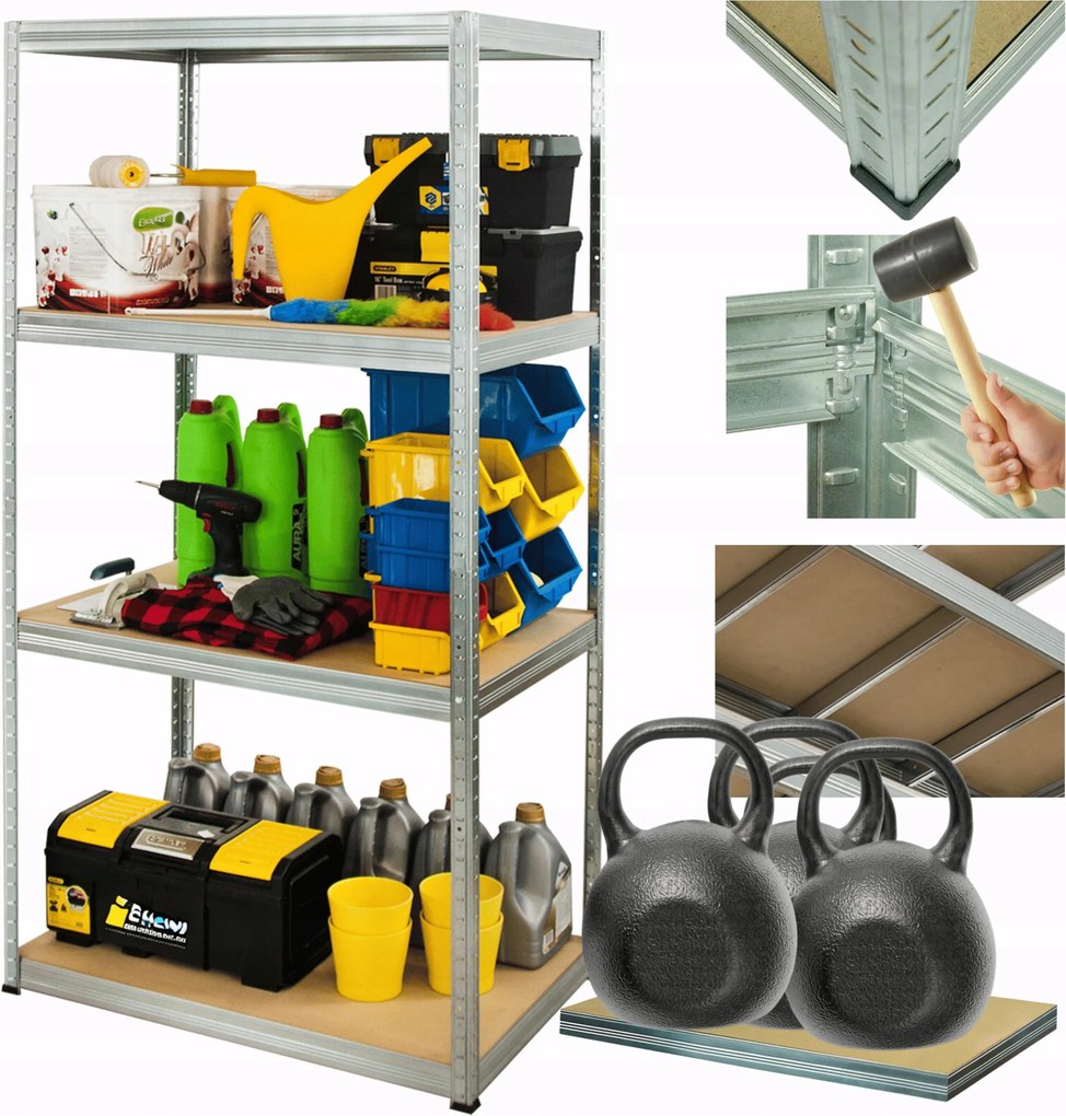 Helios horganyzott fém tároló állvány 180x120x50cm 4Px350kg