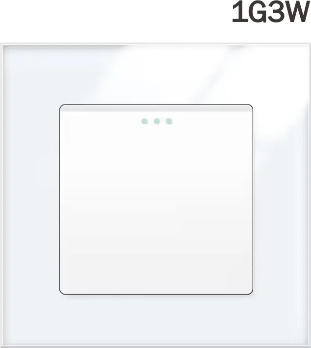 Fénykapcsoló 1G3W Szimpla Kereszt Lépcső Üveg Keret FI60 Fehér