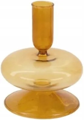Borostyánszínű üveg gyertyatartó