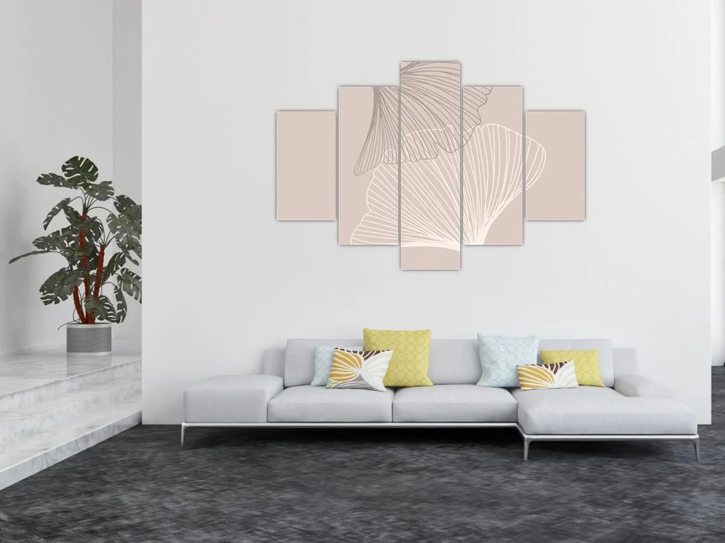 Kép - Bézs színű levelek N⁰2 (150x105 cm)