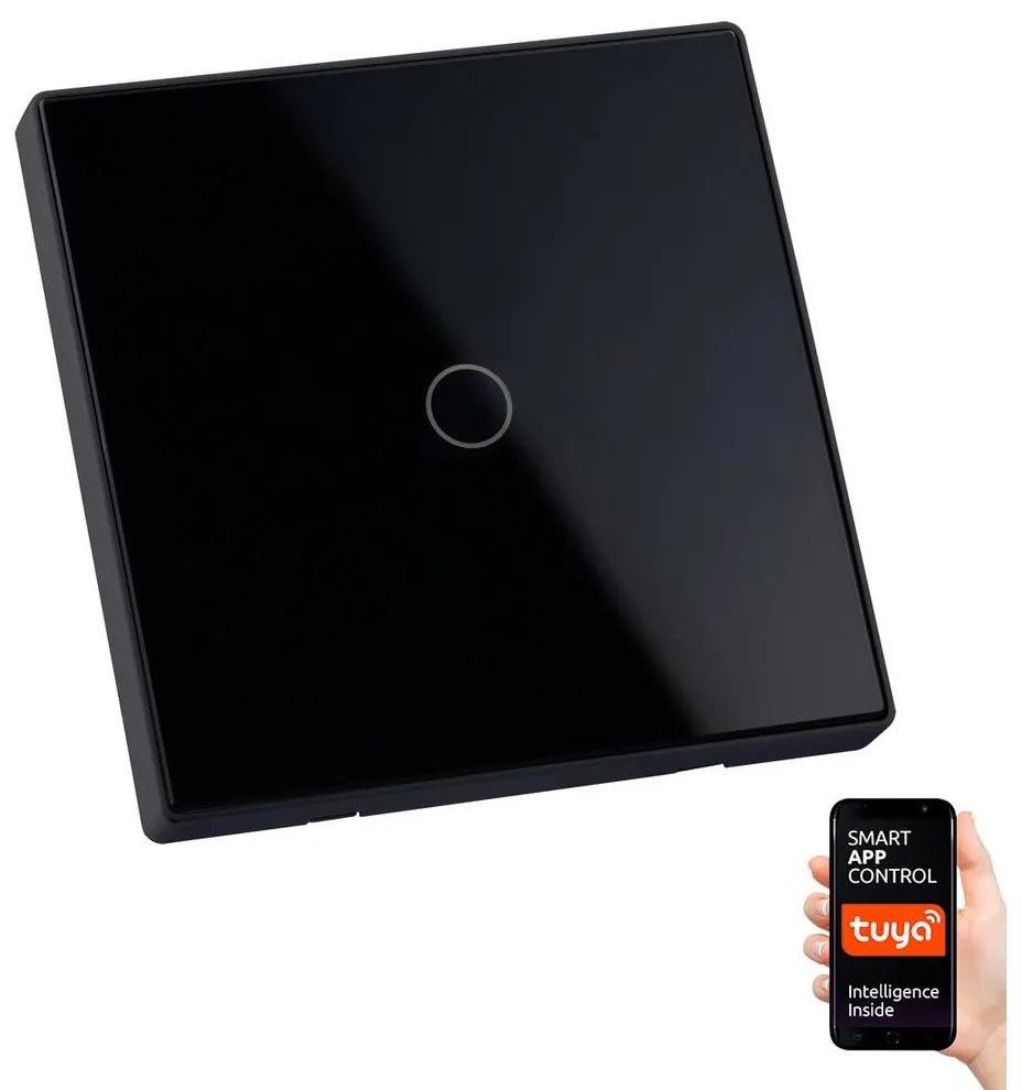 Érintős kapcsoló 1-pólusú SMART 800W/230V fekete Wi-Fi Tuya