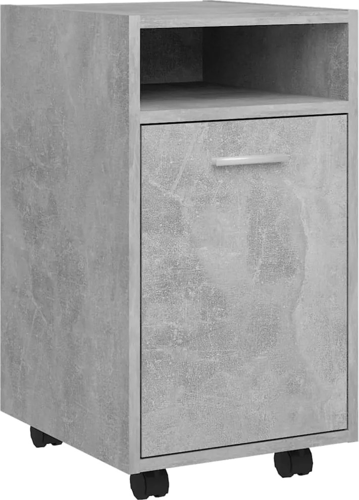 vidaXL betonszürke szerelt fa kerekes kisszekrény 33 x 38 x 60 cm