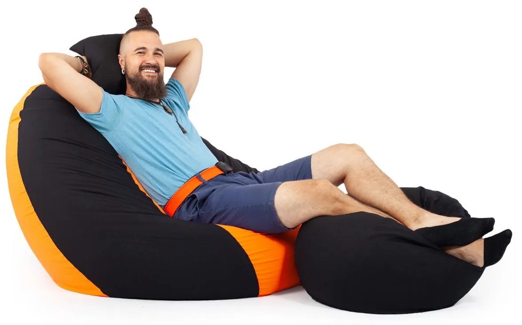 Fekete - Narancs ALL IN Bicolor XXL Babzsákfotel Garnitúra