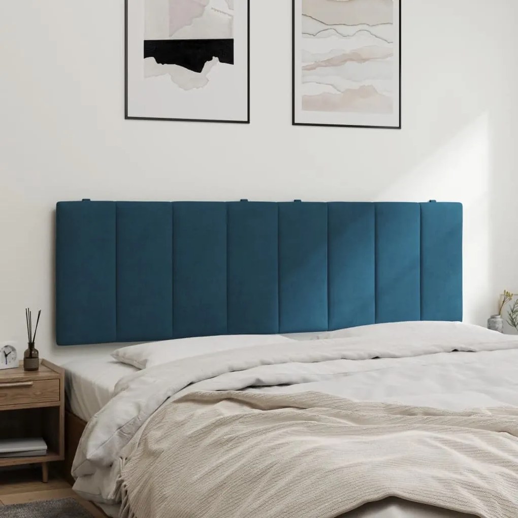 kék bársony fejtámla párna 160 cm