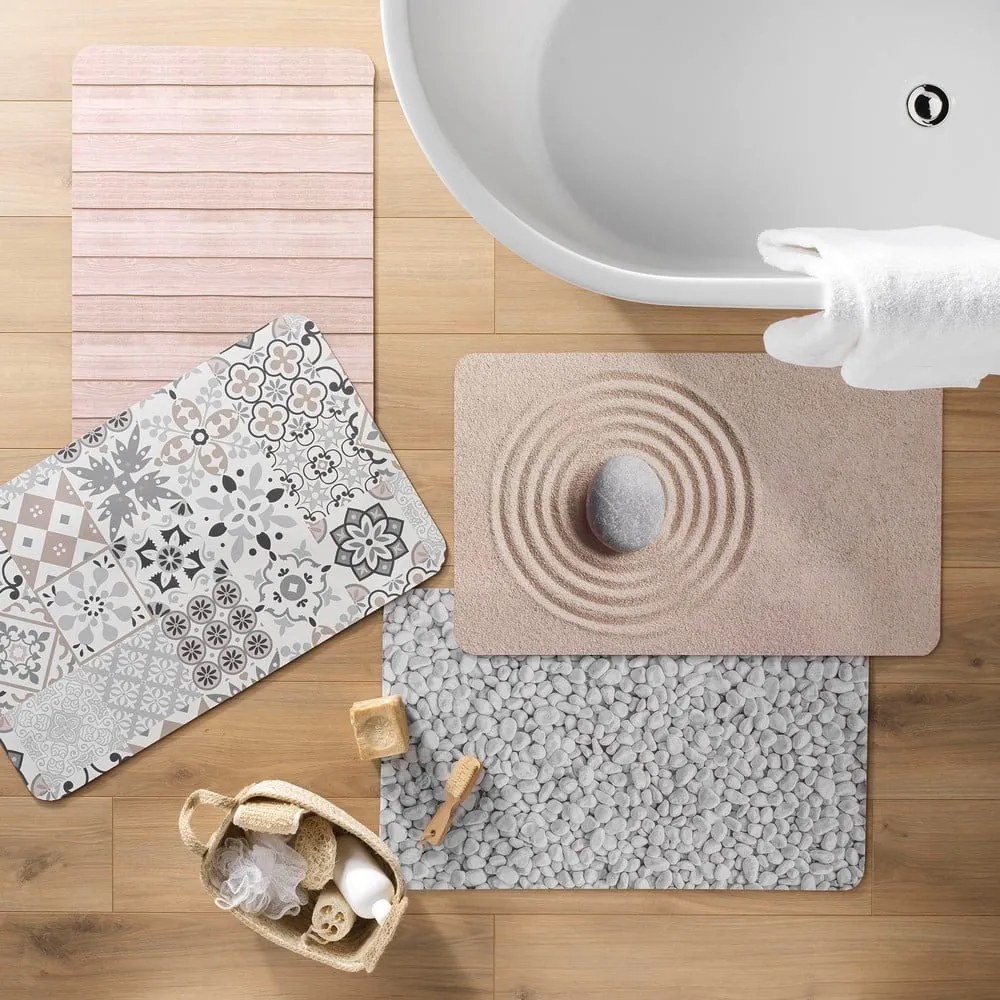 Fehér-szürke gumi fürdőszobai kilépő 50x80 cm Leandra – douceur d'intérieur