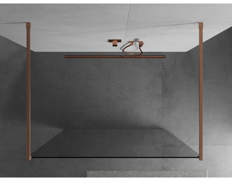 Mexen Kioto, Walk-In zuhany paraván 100 x 200 cm, 8mm átlátszó üveg, réz matt profil, 800-100-002-65-00