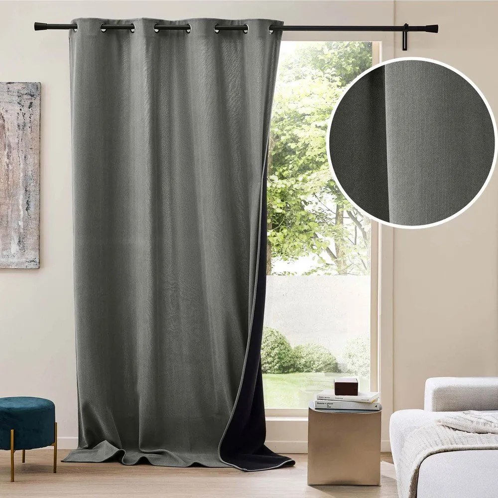 Antracitszürke kordbársony termo függöny 140x260 cm Madison – douceur d'intérieur