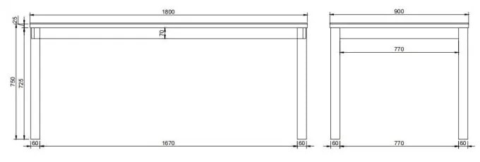 Étkezőasztal kerámia asztallappal 90x180 cm Southampton – Actona
