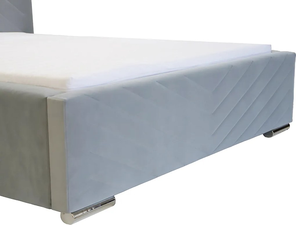 Kárpitozott ágy tárolóval és COOL matraccal 140x200 cm Világosszürke