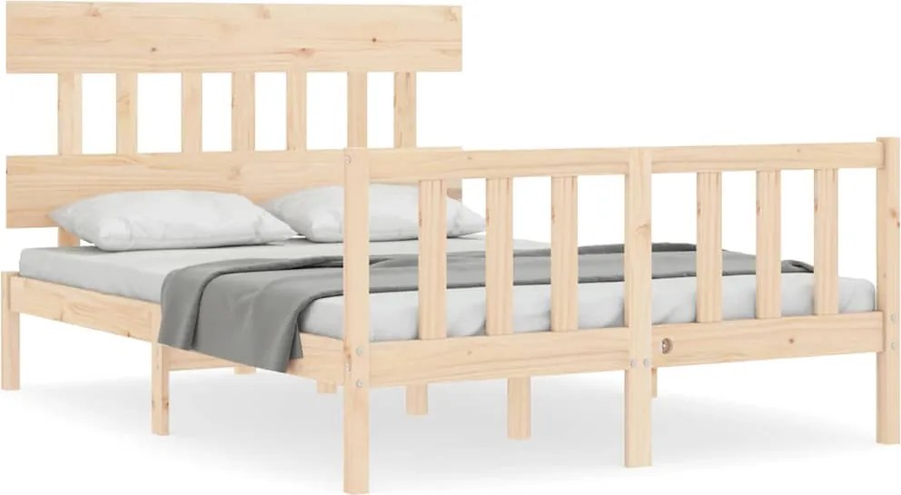 vidaXL tömör fenyőfa ágy matrac nélkül 140 x 190 cm