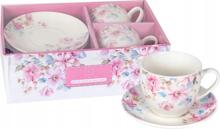 Csésze szett 2+2 Livello virágos csésze díszített porcelán csésze