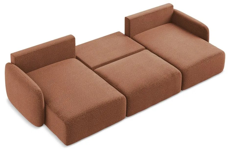 Téglavörös kinyitható-tárolóhelyes sarokkanapé Kalena – Makamii