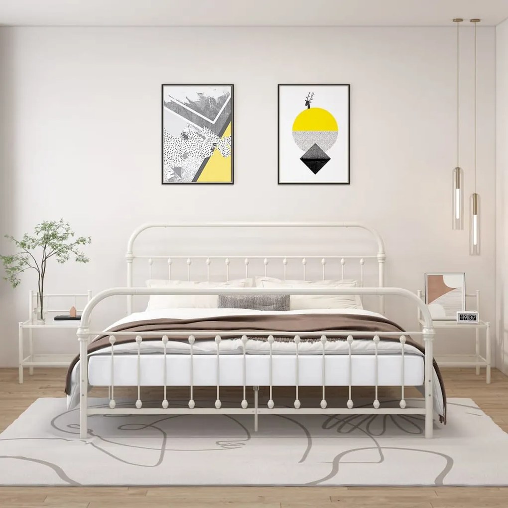 2 db fehér és átlátszó fém és üveg éjjeliszekrény