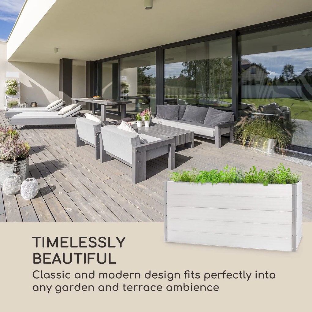 Blumfeldt Nova Grow, kerti ágyás, 195 x 91 x 100 cm, WPC, fa megjelenés, fehér