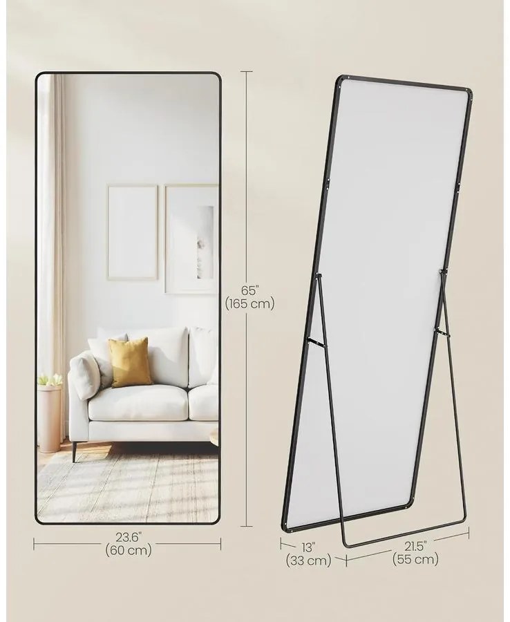 állótükör, 165 x 60 cm, fekete