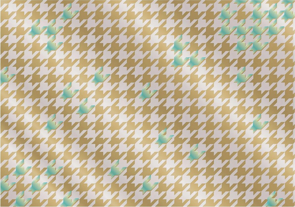 Fotótapéta Arany elegancia bézs-kék libaláb mintás 250x175 +ragasztó