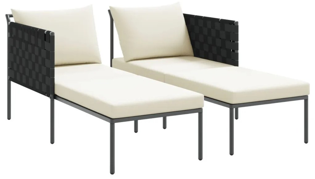 Napozóágy párnákkal 2 fő részére Anthracite 115x153x69,5 cm Acél