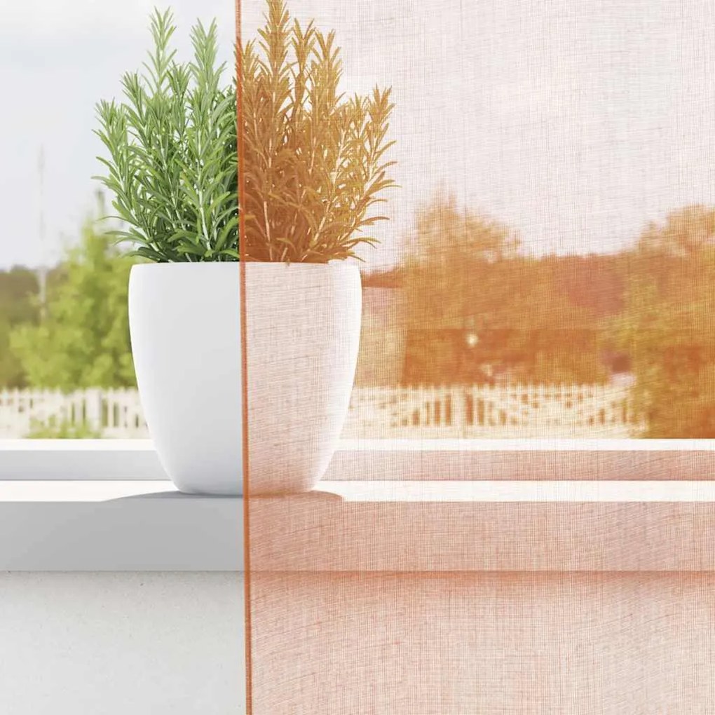 2 db terrakotta voile függönyök rúd zsebekkel