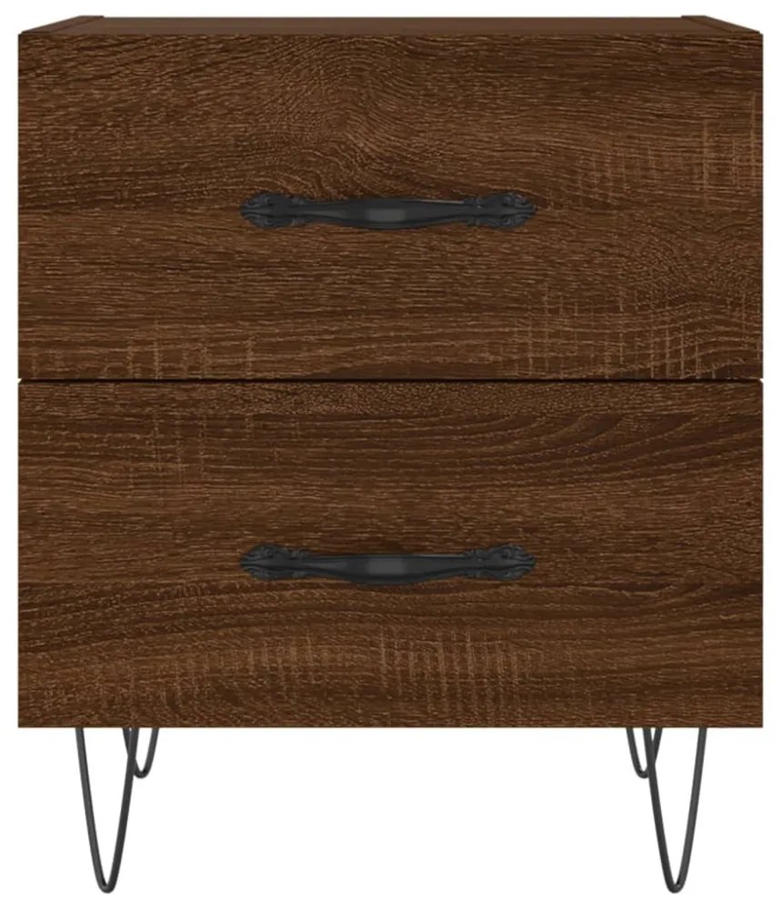 2 db barna tölgyszínű szerelt fa éjjeliszekrény 40x35x47,5 cm