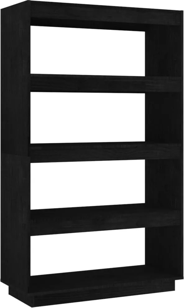 vidaXL fekete tömör fenyőfa könyvszekrény/térelválasztó 80x35x135 cm