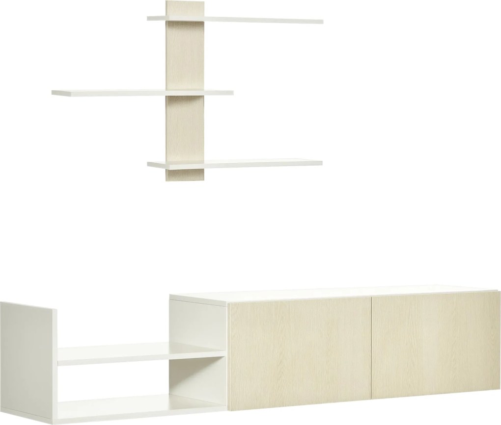 HOMCOM Modern Nappali TV Állvány TV Asztallal 59,06x12,4x15,75 hüvelyk és 37,6x6,3x23,6 hüvelyk Fali Polccal | Aosom