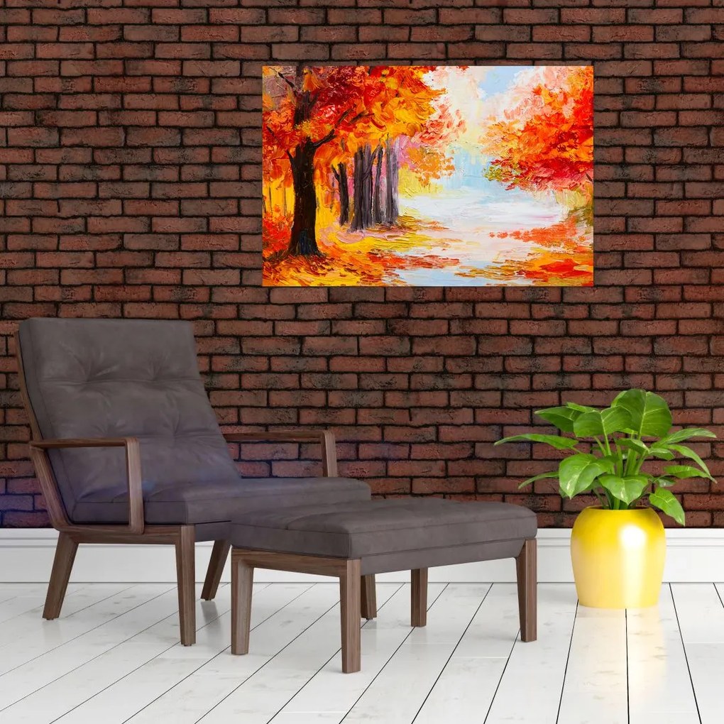 Kép - olajfestmény, színes ősz (90x60 cm)