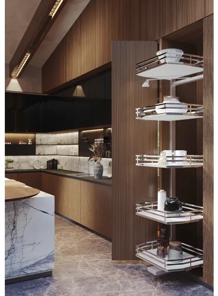 Konyhai fémrács, kamravasalás, 400mm, antracit, részleges kihúzású, 5 kosár, nyíló ajtóhoz Infinity Plus 295