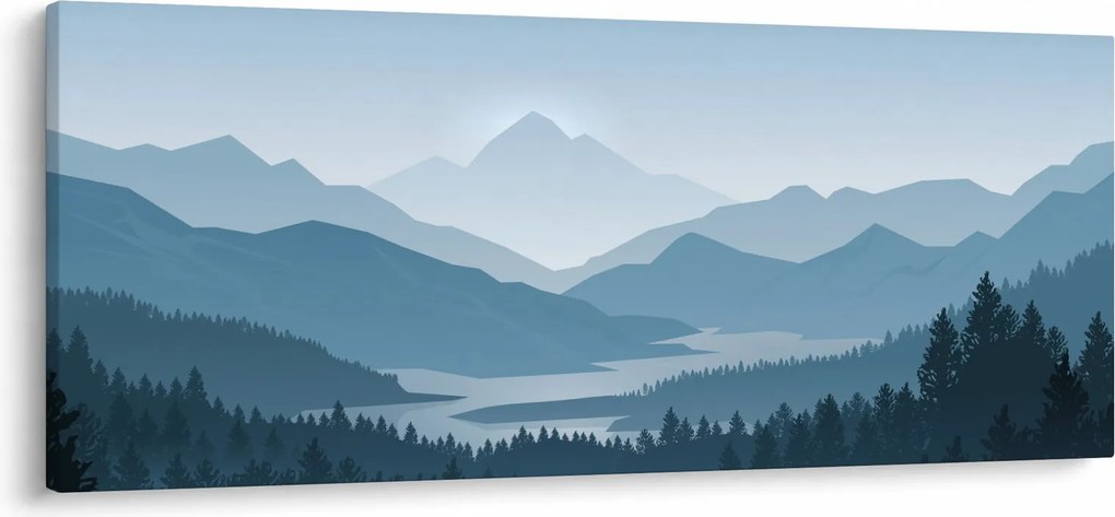 Kép - a hegyek grafikája (120x50 cm)