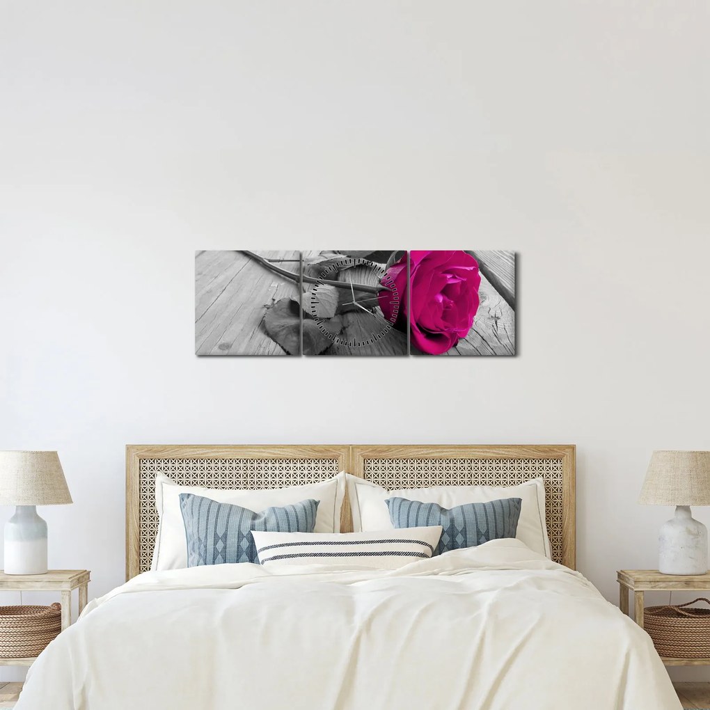 Kép - Rózsaszín rózsa (órával) (90x30 cm)