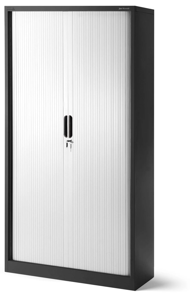 Fém szekrény harmonika ajtókkal DAMIAN, 900 x 1850 x 450 mm, antracit-fehér