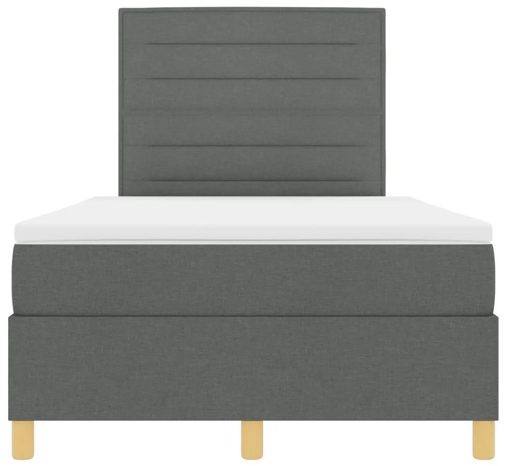 Box Spring Ágy matraccal és LED sötétszürke 120x200 cm Szövet
