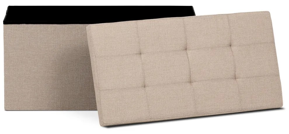 Taburet Cu Depozitare Material Textil Crem. Dimensiune: 76 x 37 x 37 cm. TAB-462