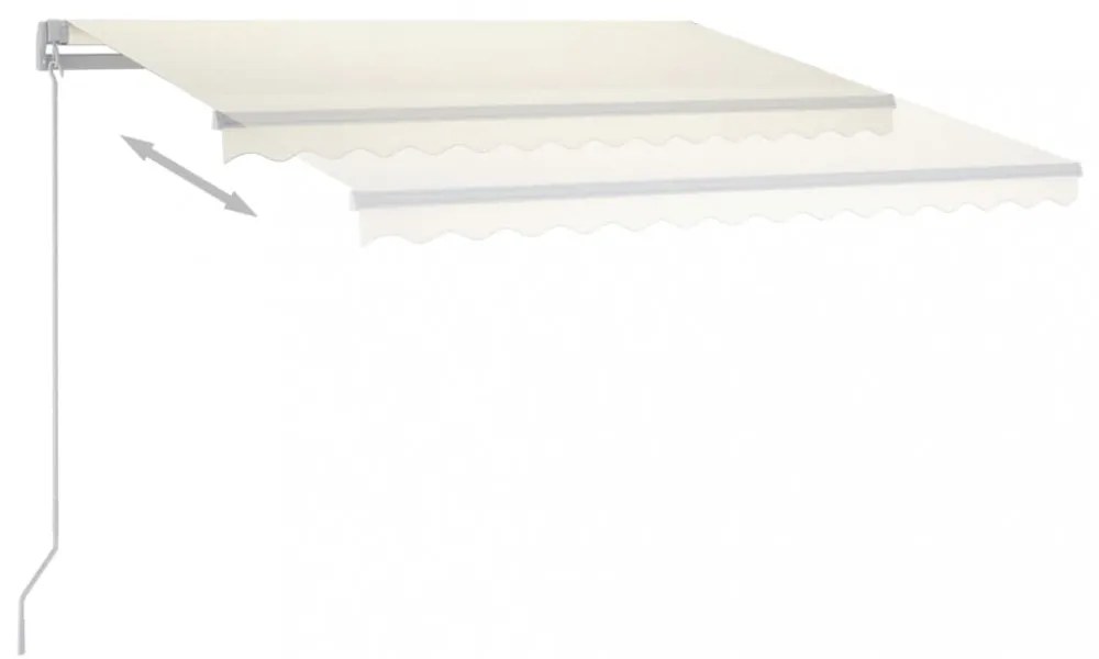 krémszínű kézzel kihúzható póznás napellenző 300 x 250 cm