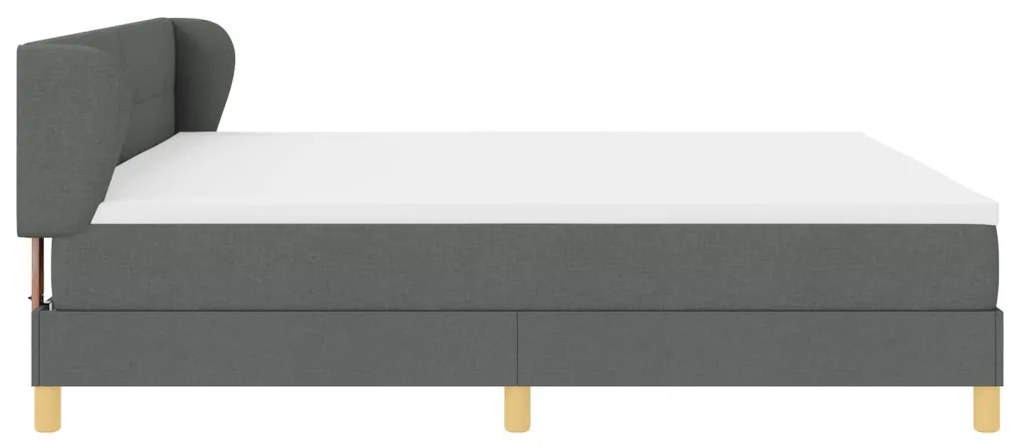 Boxspring Ágy Matraccal - Sötétszürke, 200x200 cm Szövet