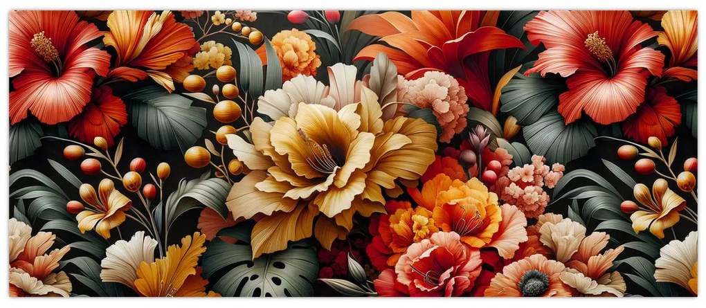 Kép - Narancs-vörös virágok (120x50 cm)