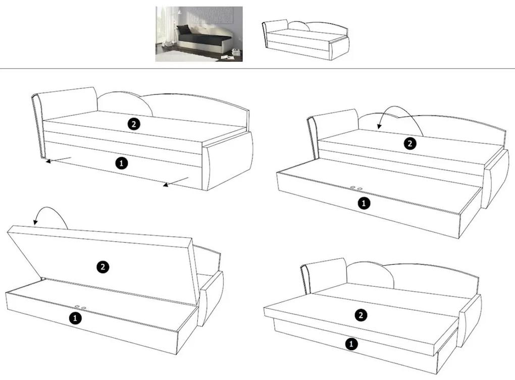 AGA kinyitható kanapé, 200x80x75 cm, sötétszürke + világosszürke, (alova 36/alova 10), balos