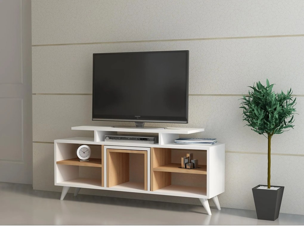 TV asztal/Szekrény Kuko (fehér + teak)  . 1102238