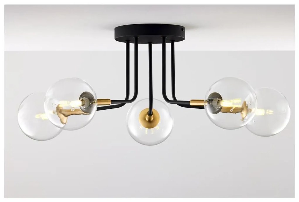 Jupiter 2040 - Felületre szerelhető csillár BURANO 5xG9/10W/230V fekete/arany/átlátszó