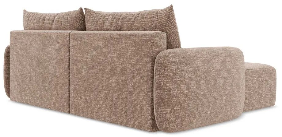 Világosbarna kinyitható-tárolóhelyes sarokkanapé (bal oldali) Kalena – Makamii