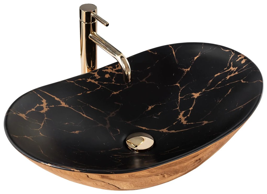 Pultos mosdó REA Royal In Black Marble Gold