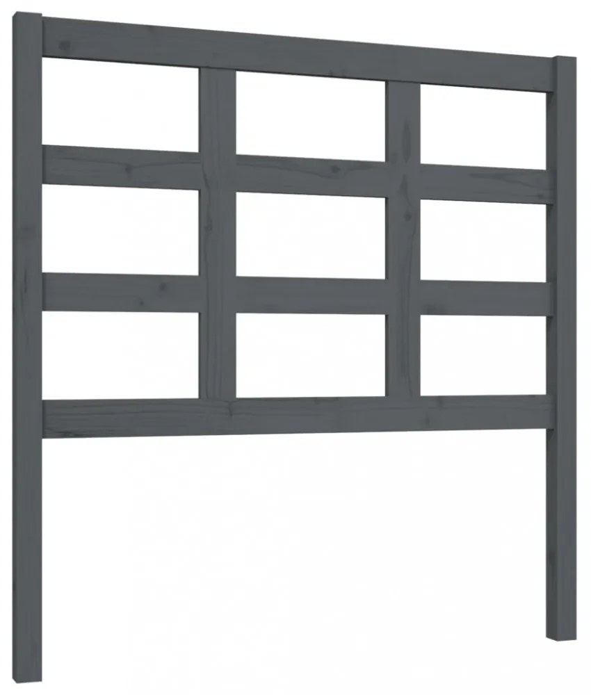 szürke tömör fenyőfa ágyfejtámla 95,5 x 4 x 100 cm