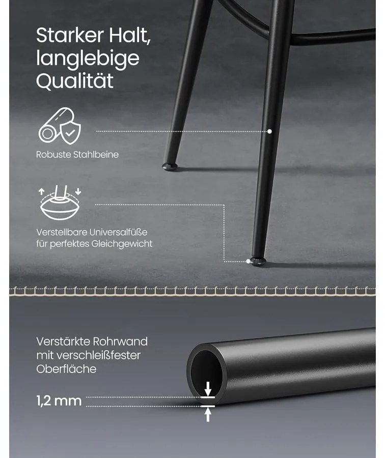 EKHO 360°-ban forgatható bárszék 2 darabos szett, 76 cm magas, tintafekete színben