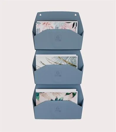 Fali rendszerező, 1 rekeszes, fekvő, 38,2x28,9x7,2 cm, EXACOMPTA Autentik, kékesszürke (EX61170D)