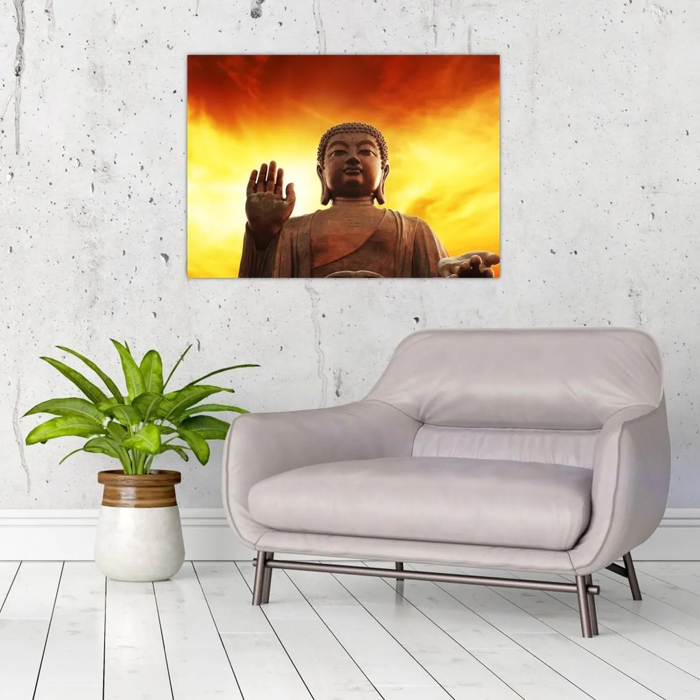 Kép - Buddha piros és sárga háttérrel (70x50 cm)