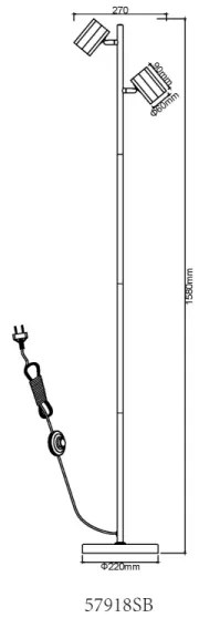 Globo 57918SB - Állólámpa JAMES 2xGU10/5W/230V fekete